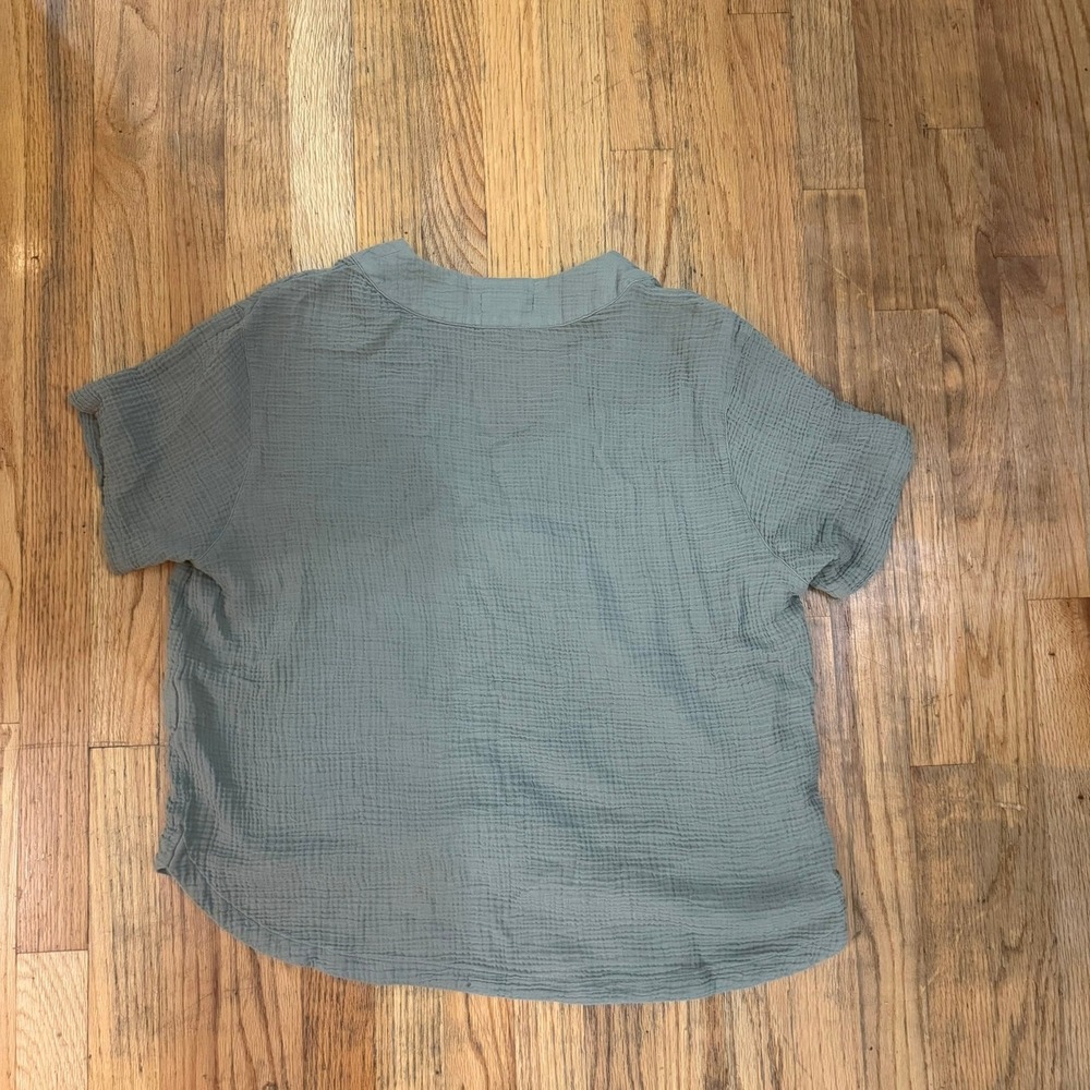 Outerknown Organic Cotton Gauze VNeck SS Top Shirt Sage Green Large Fall - Picture 8 of 8